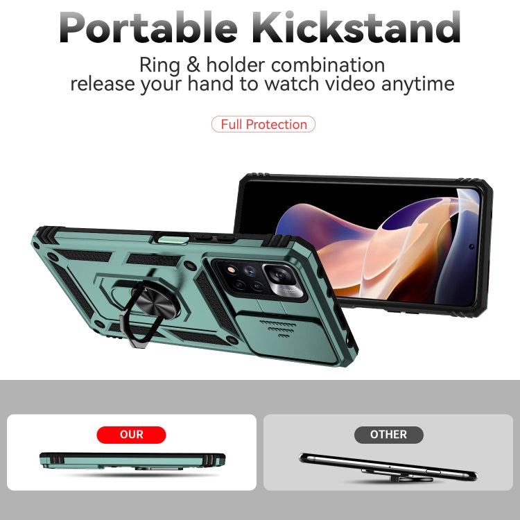 For Xiaomi Redmi Note 11 Pro Global Sliding Camshield Holder Phone Case(Dark Green) - free shipping - PMC TechLife - Order now!