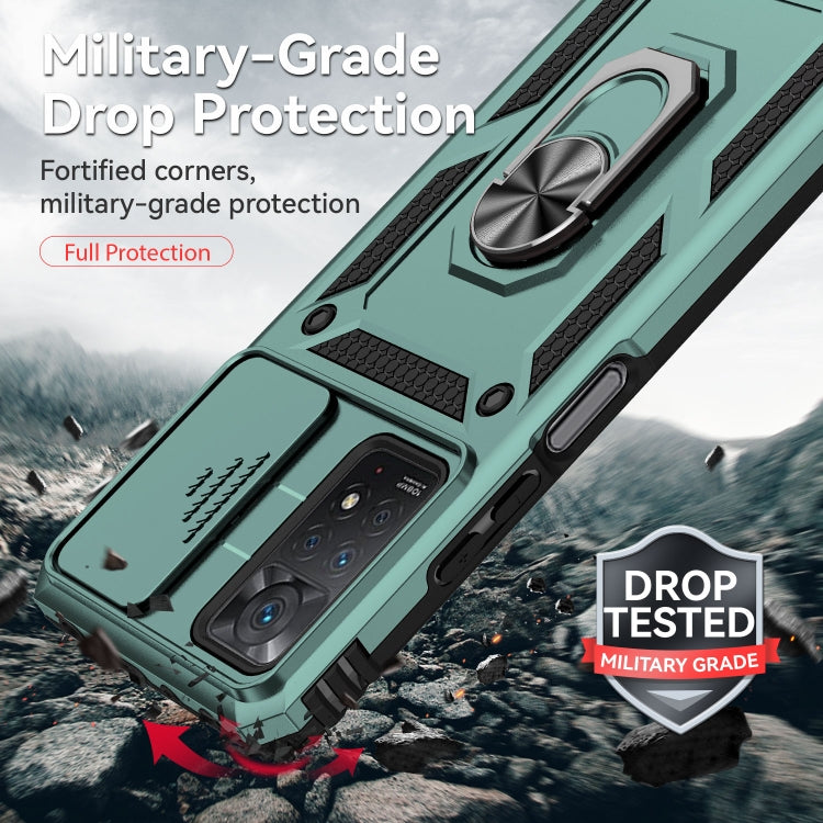 For Xiaomi Redmi Note 11 Pro Global Sliding Camshield Holder Phone Case(Dark Green) - free shipping - PMC TechLife - Order now!