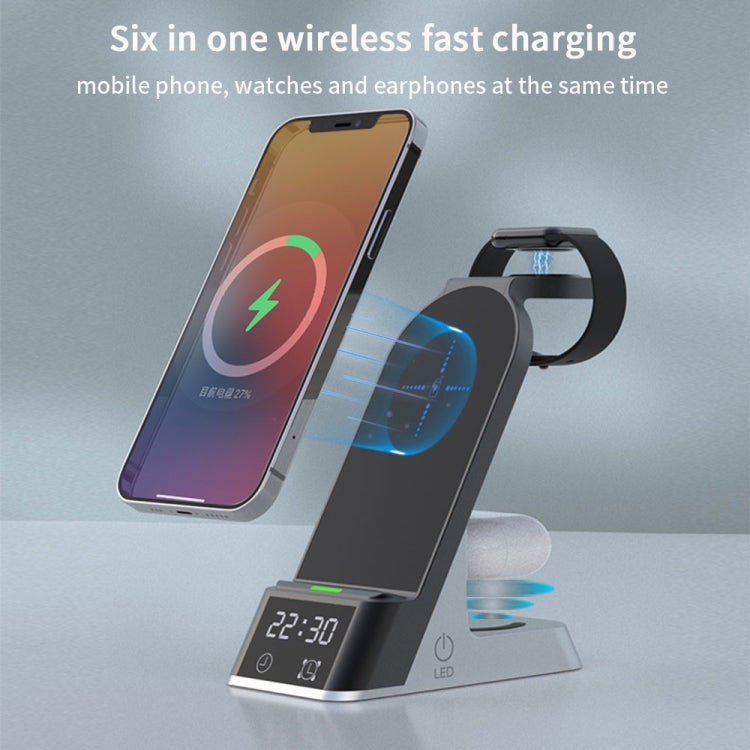 H36 6 in 1 15W Alarm Clock Digital Display Magsafe Magnetic Wireless Charger for Mobile Phones / AirPods / iWatch -  by PMC TechLife | Online Shopping South Africa | PMC TechLife