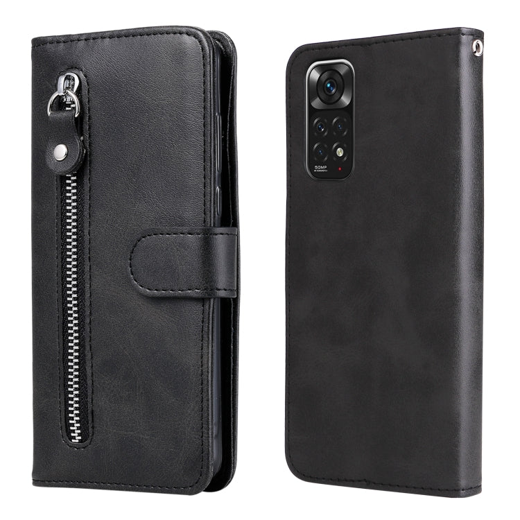 For Xiaomi Redmi Note 11 4G(Global)/Redmi Note 11s 4G(Global) Fashion Calf Texture Zipper Horizontal Flip Leather Case(Black) - Xiaomi Cases by PMC TechLife | Online Shopping South Africa | PMC TechLife
