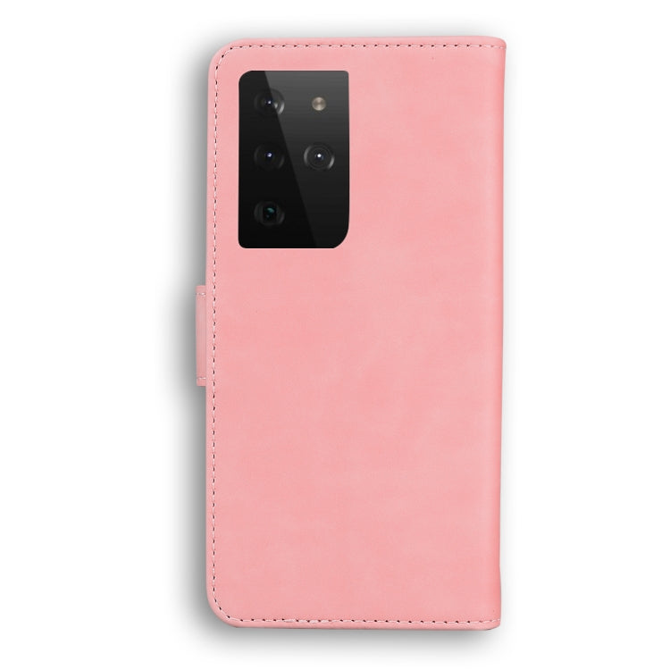 For Samsung Galaxy S21 Ultra 5G Skin Feel Pure Color Flip Leather Phone Case(Pink) - free shipping - PMC TechLife - Order now!