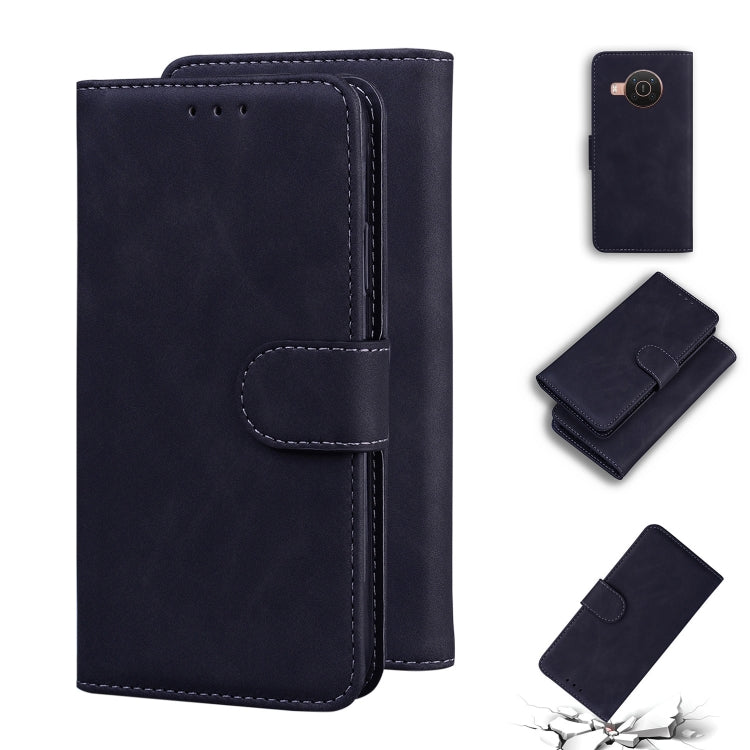 For Nokia X10 / X20 Skin Feel Pure Color Flip Leather Phone Case(Black) - Nokia Cases by PMC TechLife | Online Shopping South Africa | PMC TechLife