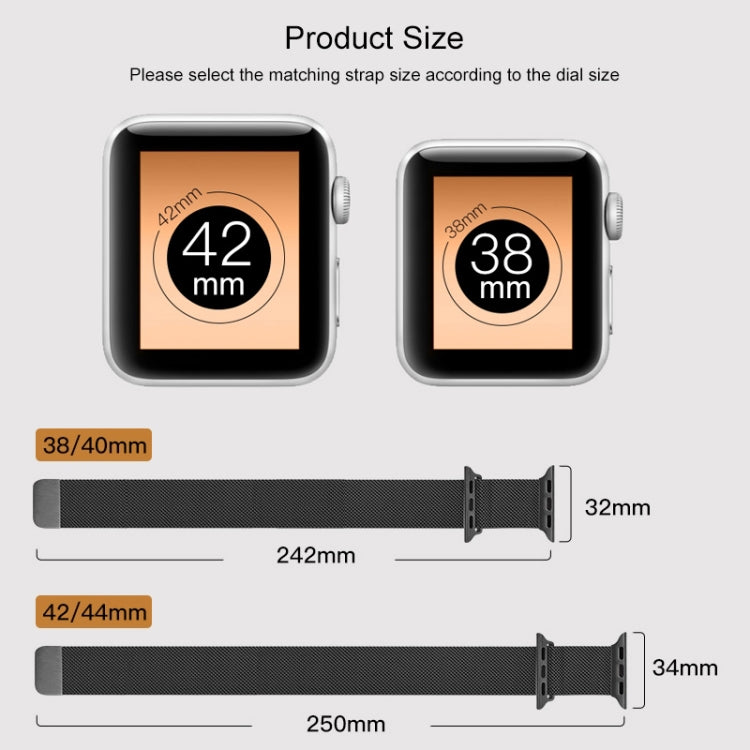 For Apple Watch Series 7 45mm / 6 & SE & 5 & 4 44mm / 3 & 2 & 1 42mm Mutural Milanese Stainless Steel Watch Band(Black) - Watch Bands by Mutural | Online Shopping South Africa | PMC TechLife | Buy Now Pay Later Mobicred