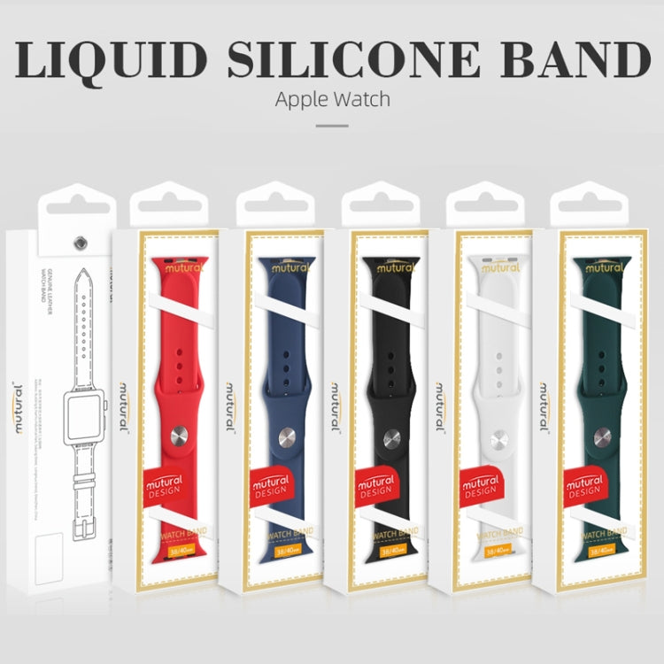 For Apple Watch Ultra 49mm&Watch Ultra 2 49mm / Series 9&8&7 45mm / SE 3&SE 2&6&SE&5&4 44mm / 3&2&1 42mm Mutural Liquid Silicone Watch Band(White) - Watch Bands by Mutural | Online Shopping South Africa | PMC TechLife | Buy Now Pay Later Mobicred