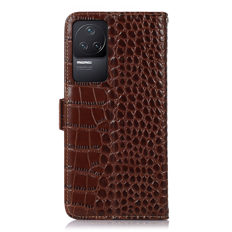 For Xiaomi Redmi K50 / K50 Pro Crocodile Top Layer Cowhide Leather Phone Case(Brown) - Xiaomi Cases by PMC TechLife | Online Shopping South Africa | PMC TechLife