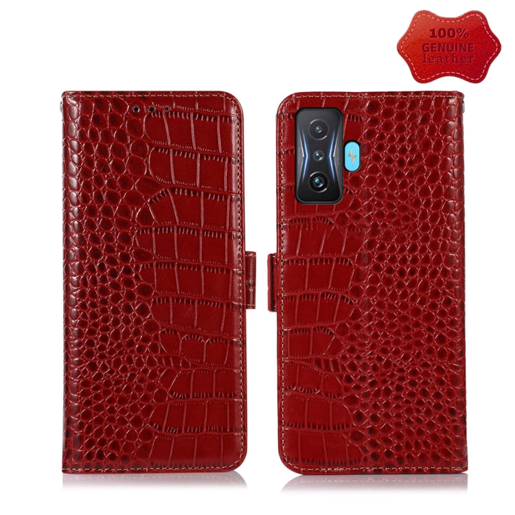 For Xiaomi Redmi K50 Gaming Crocodile Top Layer Cowhide Leather Phone Case(Red) - Xiaomi Cases by PMC TechLife | Online Shopping South Africa | PMC TechLife