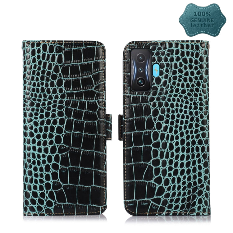 For Xiaomi Redmi K50 Gaming Crocodile Top Layer Cowhide Leather Phone Case(Green) - Xiaomi Cases by PMC TechLife | Online Shopping South Africa | PMC TechLife