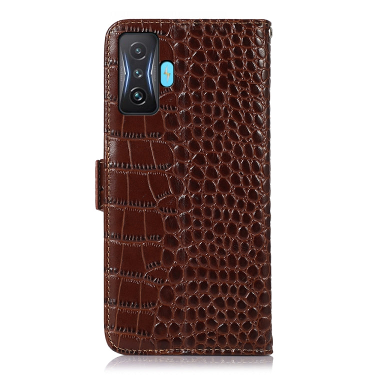 For Xiaomi Redmi K50 Gaming Crocodile Top Layer Cowhide Leather Phone Case(Brown) - free shipping - PMC TechLife - Order now!