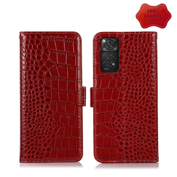 For Xiaomi Redmi Note 11 4G/11S 4G Global Crocodile Top Layer Cowhide Leather Phone Case(Red) - free shipping - PMC TechLife - Order now!