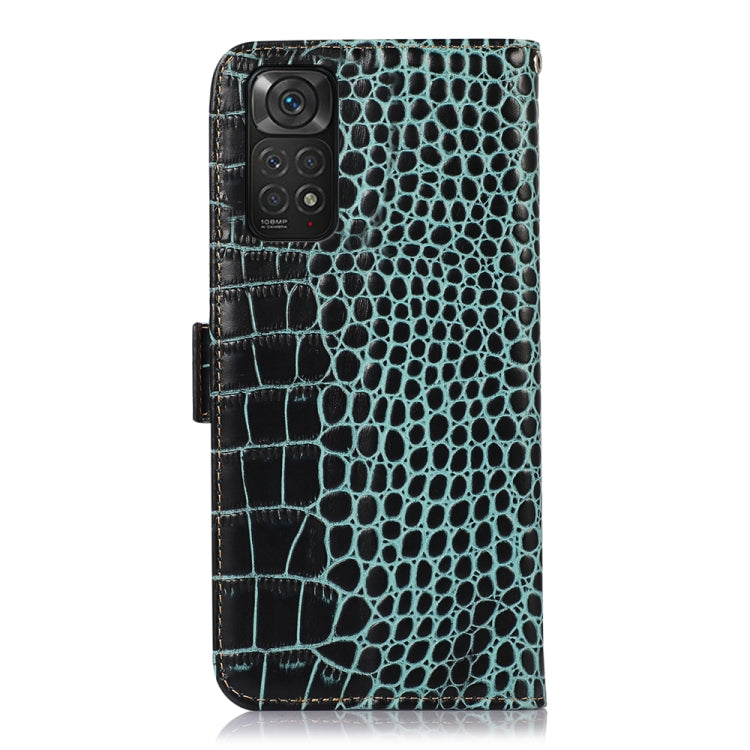 For Xiaomi Redmi Note 11 4G/11S 4G Global Crocodile Top Layer Cowhide Leather Phone Case(Green) - Xiaomi Cases by PMC TechLife | Online Shopping South Africa | PMC TechLife