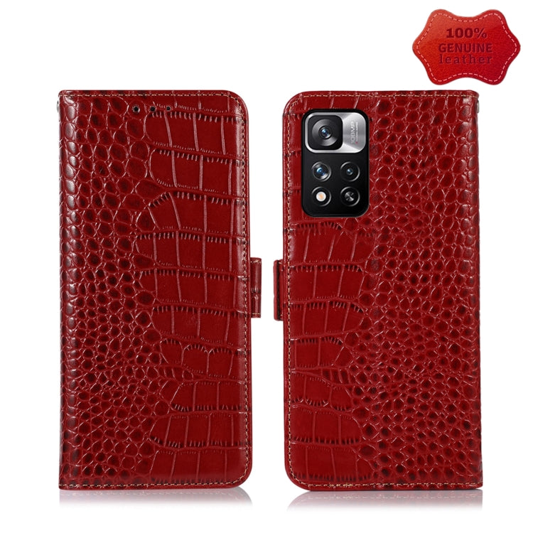 For Xiaomi Redmi Note 11 Pro 4G / 5G Global Crocodile Top Layer Cowhide Leather Phone Case(Red) - Redmi Note 11 Pro Case by PMC TechLife | Online Shopping South Africa | PMC TechLife