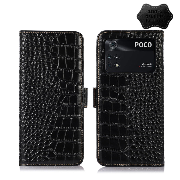 For Xiaomi Poco M4 Pro 4G Crocodile Top Layer Cowhide Leather Phone Case(Black) - free shipping - PMC TechLife - Order now!