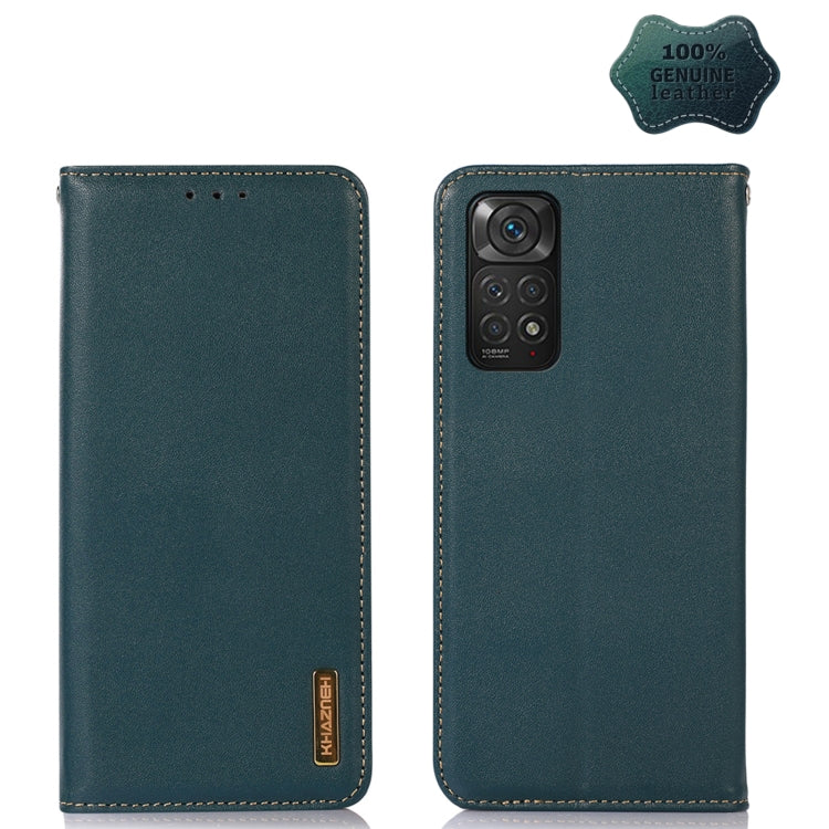 For Xiaomi Redmi Note 11 4G/11S 4G Global KHAZNEH Nappa Top Layer Cowhide Leather Phone Case(Green) - Xiaomi Cases by PMC TechLife | Online Shopping South Africa | PMC TechLife