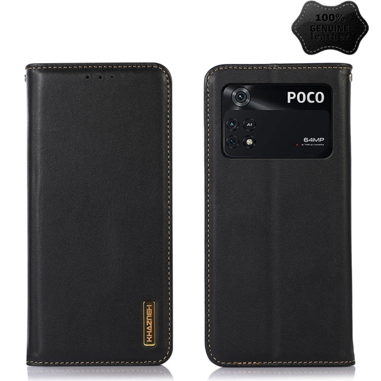For Xiaomi Poco M4 Pro 4G KHAZNEH Nappa Top Layer Cowhide Leather Phone Case(Black) - Xiaomi Cases by PMC TechLife | Online Shopping South Africa | PMC TechLife