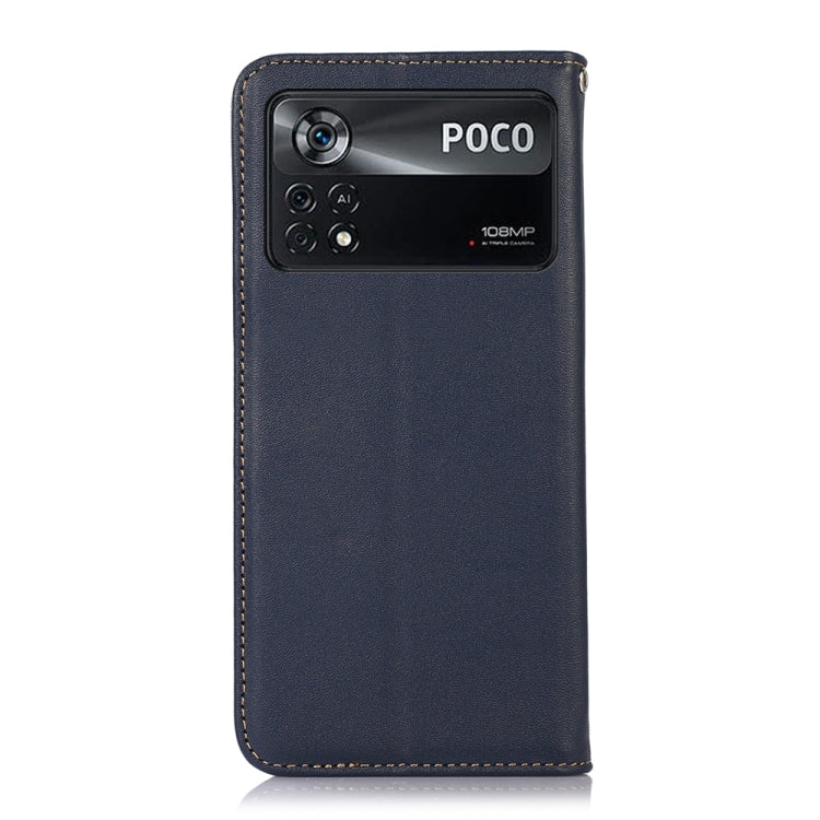 For Xiaomi Poco X4 Pro 5G KHAZNEH Nappa Top Layer Cowhide Leather Phone Case(Blue) - Xiaomi Cases by PMC TechLife | Online Shopping South Africa | PMC TechLife