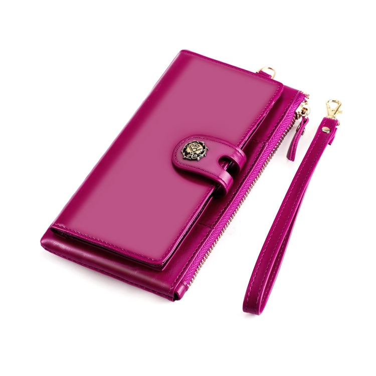 3506 RFID Anti-Degaussing Oil Wax Vintage Texture Genuine Leather Hand Held Wallet for Ladies(Purple) - free shipping - PMC TechLife - Order now!