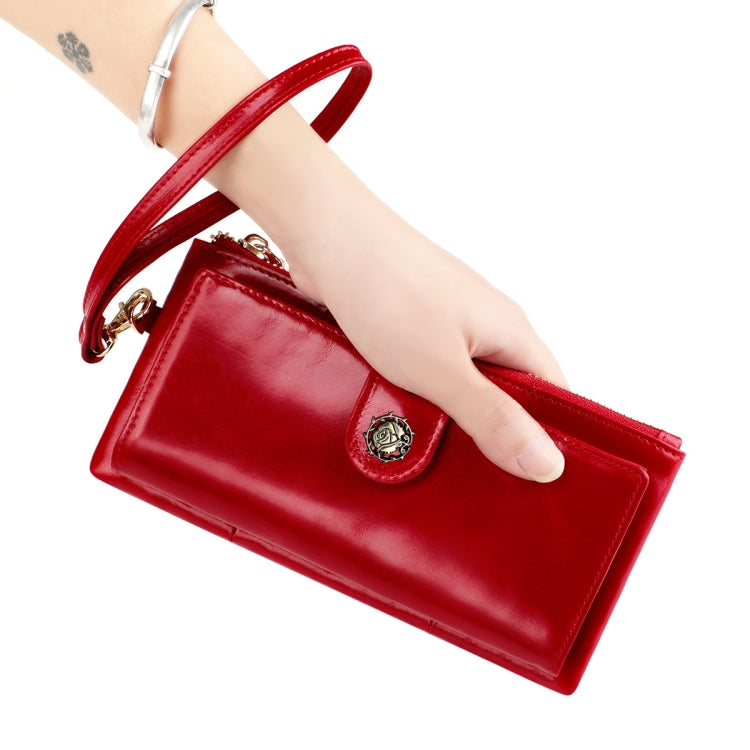 3506 RFID Anti-Degaussing Oil Wax Vintage Texture Genuine Leather Hand Held Wallet for Ladies(Purple) - free shipping - PMC TechLife - Order now!