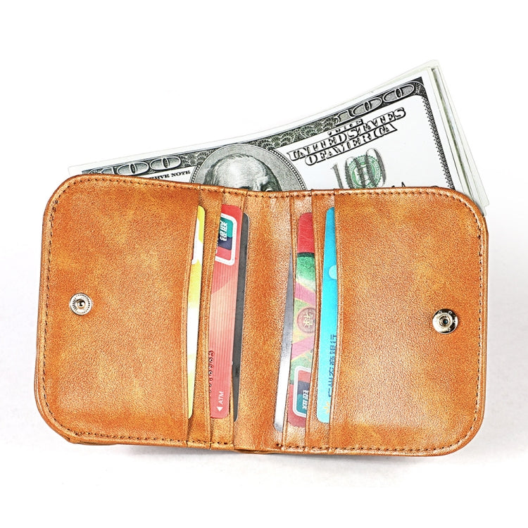3537 Folding Short RFID Anti-Theft Genuine Leather Coin Purse for Ladies(Brown) - free shipping - PMC TechLife - Order now!