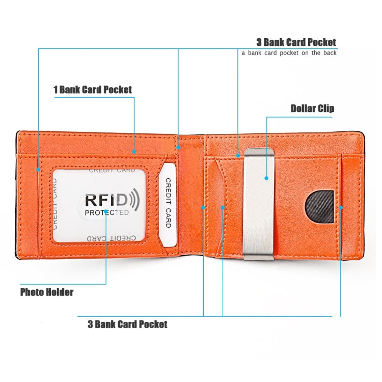 9618 Men RFID Anti-Theft Genuine Leather Wallet with Location Tracker Pocket(Black Orange) - Antimagnetic RFID Package by PMC TechLife | Online Shopping South Africa | PMC TechLife | Buy Now Pay Later Mobicred