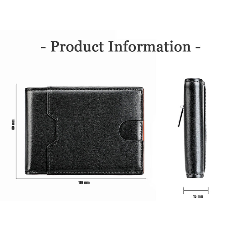 9651 Ultra-thin Two-fold RFID Anti-theft Genuine Leather Wallet For Men and Women(Orange) - Antimagnetic RFID Package by PMC TechLife | Online Shopping South Africa | PMC TechLife | Buy Now Pay Later Mobicred