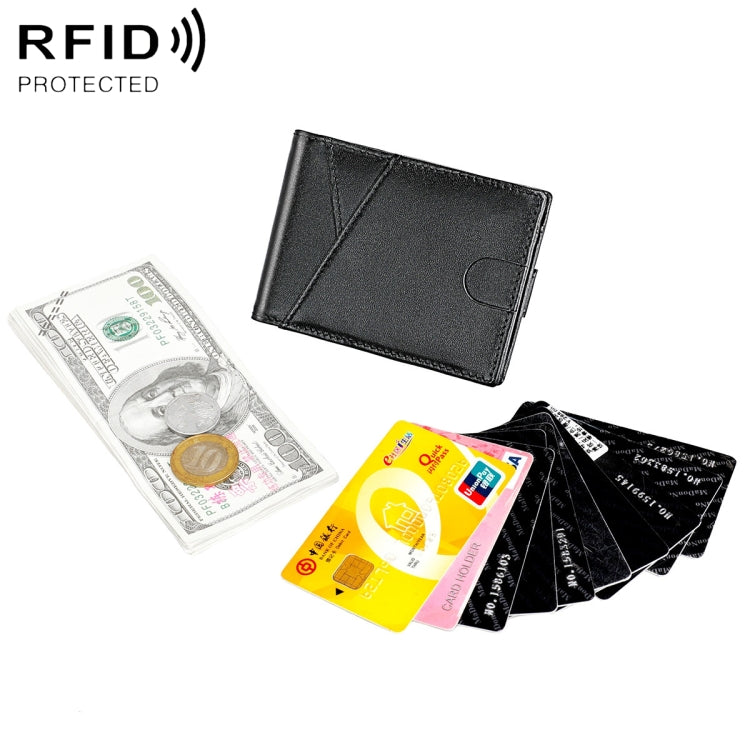 9653SN Men and Women Two-fold RFID Anti-theft Genuine Leather Wallet with Y-shaped Front Pocket(Black) - Antimagnetic RFID Package by PMC TechLife | Online Shopping South Africa | PMC TechLife | Buy Now Pay Later Mobicred