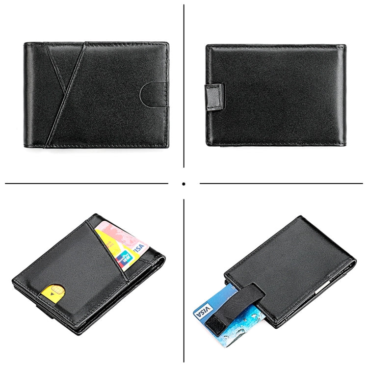 9653SN Men and Women Two-fold RFID Anti-theft Genuine Leather Wallet with Y-shaped Front Pocket(Black) - Antimagnetic RFID Package by PMC TechLife | Online Shopping South Africa | PMC TechLife | Buy Now Pay Later Mobicred