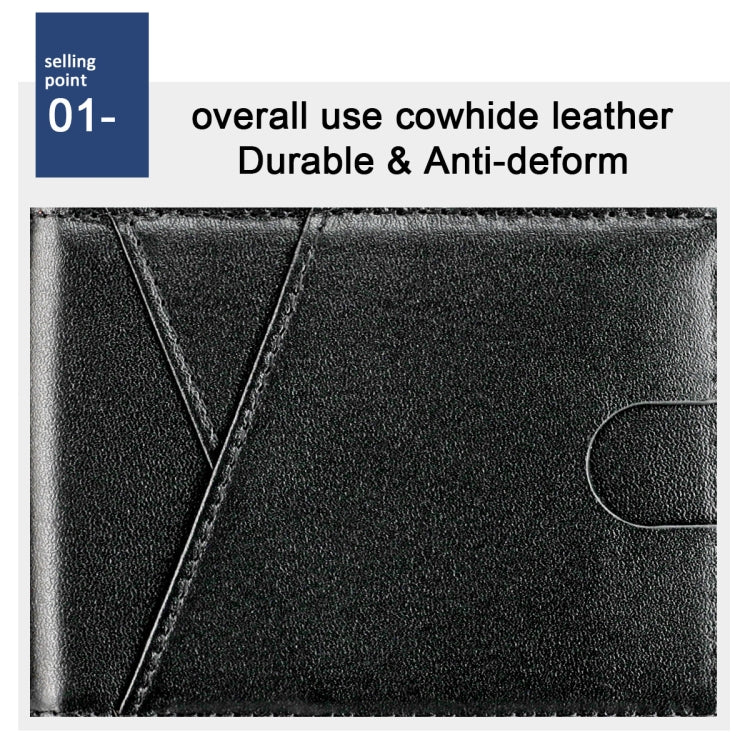 9653SN Men and Women Two-fold RFID Anti-theft Genuine Leather Wallet with Y-shaped Front Pocket(Black) - Antimagnetic RFID Package by PMC TechLife | Online Shopping South Africa | PMC TechLife | Buy Now Pay Later Mobicred