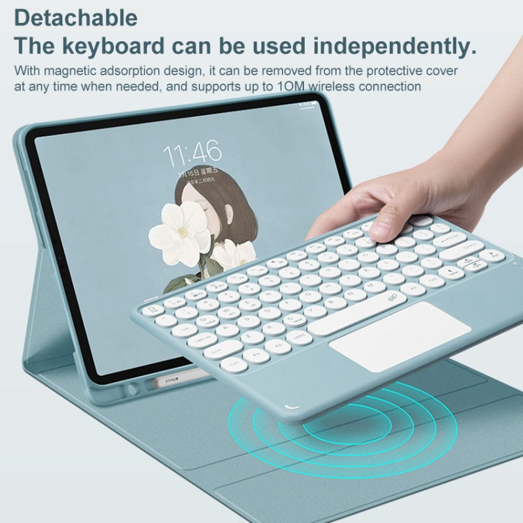 Round Cap Bluetooth Keyboard Leather Case with Pen Slot & Touchpad for Samsung Galaxy Tab S6 Lite(Green) - Samsung Keyboard by PMC TechLife | Online Shopping South Africa | PMC TechLife