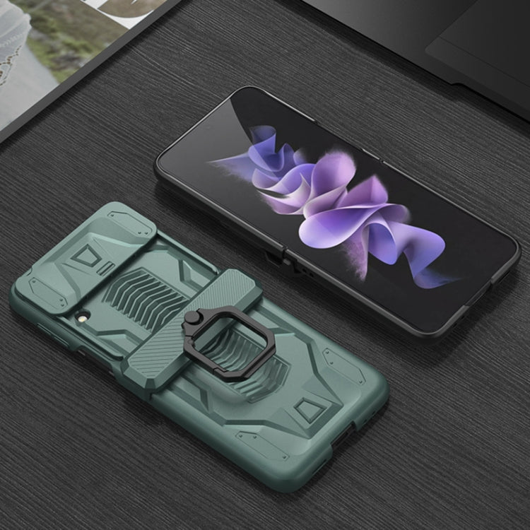 For Samsung Galaxy Z Flip3 5G GKK Sliding Camshield Magnetic Armor Flip Phone Case with Ring Holder(Purple) - Galaxy Phone Cases by GKK | Online Shopping South Africa | PMC TechLife | Buy Now Pay Later Mobicred