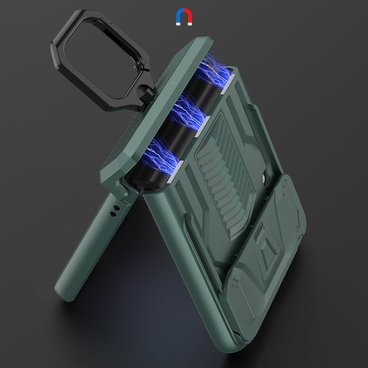 For Samsung Galaxy Z Flip3 5G GKK Sliding Camshield Magnetic Armor Flip Phone Case with Ring Holder(Purple) - Galaxy Phone Cases by GKK | Online Shopping South Africa | PMC TechLife | Buy Now Pay Later Mobicred