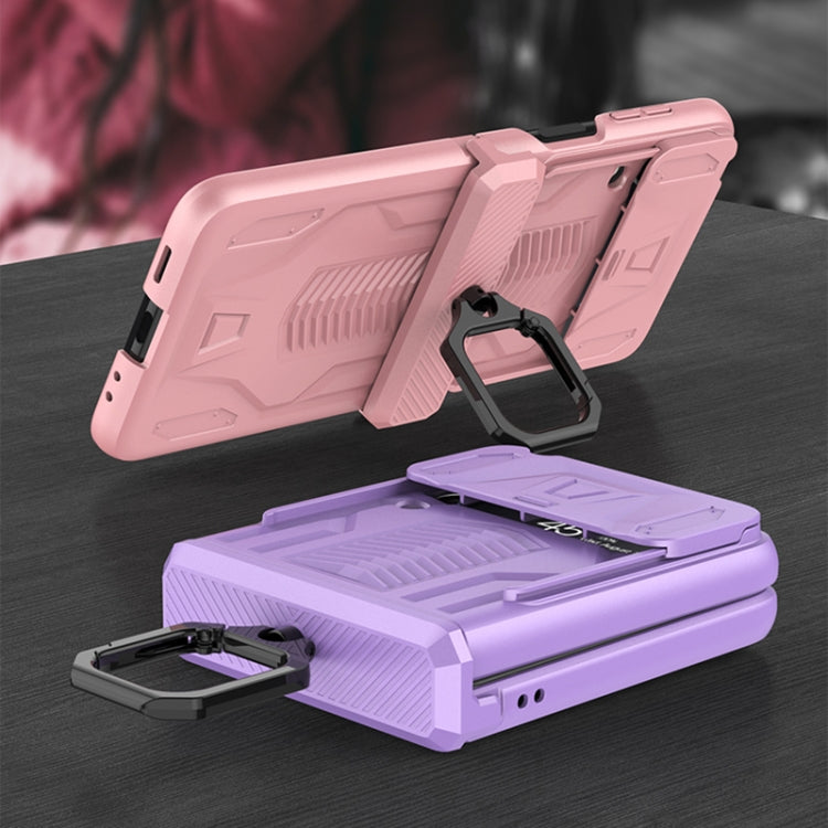For Samsung Galaxy Z Flip3 5G GKK Sliding Camshield Magnetic Armor Flip Phone Case with Ring Holder(Sweet Pink) - free shipping - PMC TechLife - Order now!