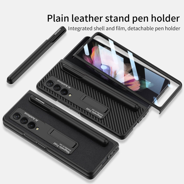 For Samsung Galaxy Z Fold3 5G GKK Ultra-thin Shockproof Leather Protective Case with Holder & Pen Slots(Black) - Galaxy Phone Cases by GKK | Online Shopping South Africa | PMC TechLife | Buy Now Pay Later Mobicred