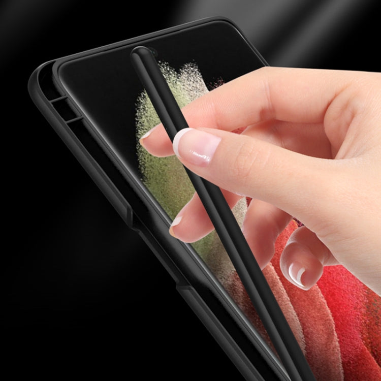 For Samsung Galaxy S21 Ultra 5G GKK Ultra-thin Shockproof Phone Case with Holder & Pen Slots & Stylus Pen(Black) - Galaxy S21 Ultra 5G Cases by GKK | Online Shopping South Africa | PMC TechLife | Buy Now Pay Later Mobicred