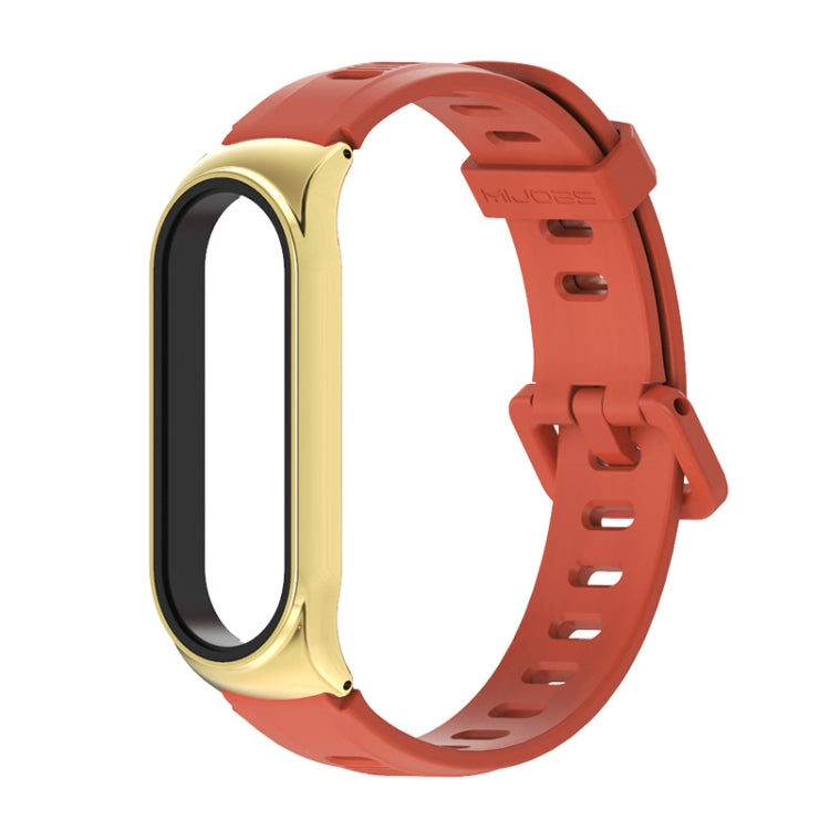 For Xiaomi Mi Band 6 / 5 / 4 / 3 Mijobs Flat Hole Silicone Watch Band, Style:CS Case(Orange+Gold) - free shipping - PMC TechLife - Order now!
