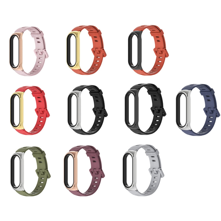For Xiaomi Mi Band 6 / 5 / 4 / 3 Mijobs Flat Hole Silicone Watch Band, Style:CS Case(Army Green+Silver) - free shipping - PMC TechLife - Order now!