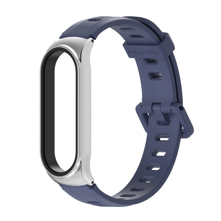 For Xiaomi Mi Band 6 / 5 / 4 / 3 Mijobs Flat Hole Silicone Watch Band, Style:CS Case(Midnight Blue+Silver) - Watch Bands by MIJOBS | Online Shopping South Africa | PMC TechLife | Buy Now Pay Later Mobicred