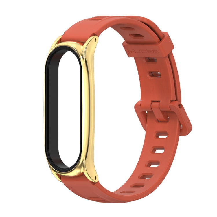 For Xiaomi Mi Band 6 / 5 / 4 / 3 Mijobs Flat Hole Silicone Watch Band, Style:Plus Case(Orange+Gold) - Watch Bands by MIJOBS | Online Shopping South Africa | PMC TechLife | Buy Now Pay Later Mobicred
