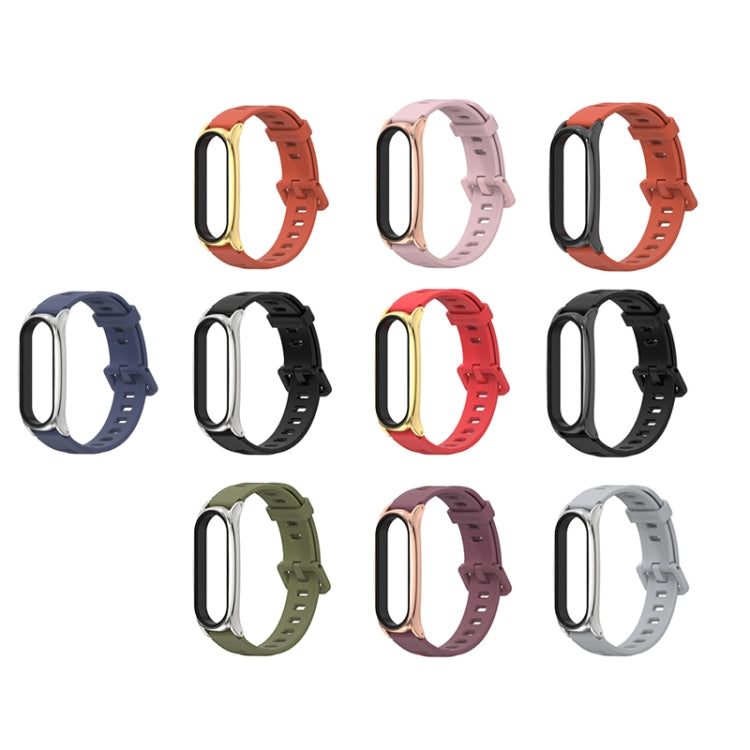 For Xiaomi Mi Band 6 / 5 / 4 / 3 Mijobs Flat Hole Silicone Watch Band, Style:Plus Case(Army Green+Silver) - free shipping - PMC TechLife - Order now!