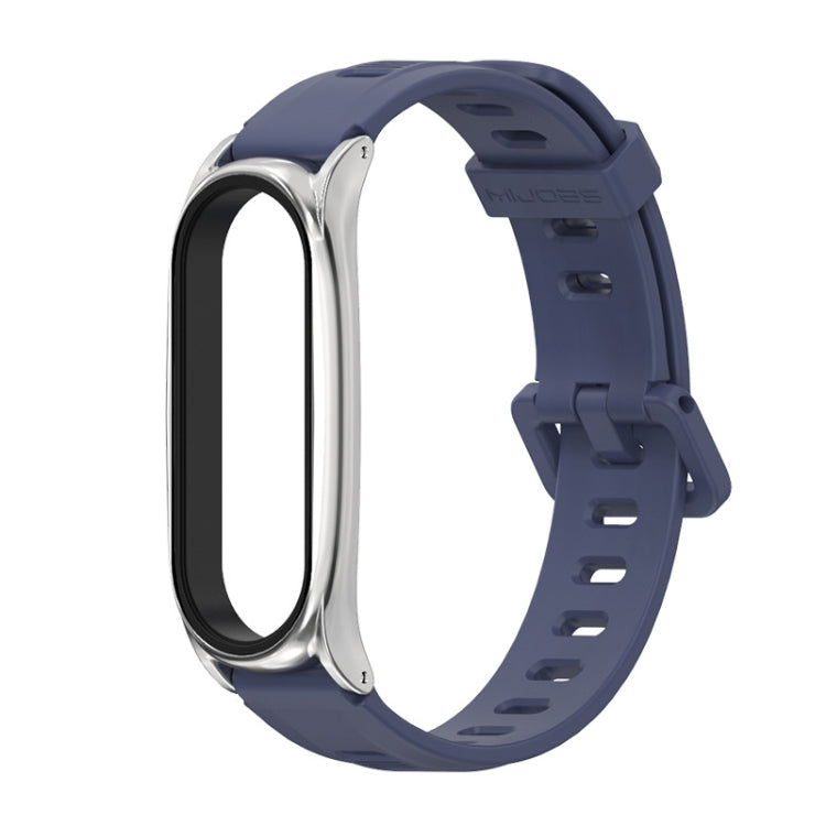 For Xiaomi Mi Band 6 / 5 / 4 / 3 Mijobs Flat Hole Silicone Watch Band, Style:Plus Case(Midnight Blue+Silver) - Watch Bands by MIJOBS | Online Shopping South Africa | PMC TechLife | Buy Now Pay Later Mobicred