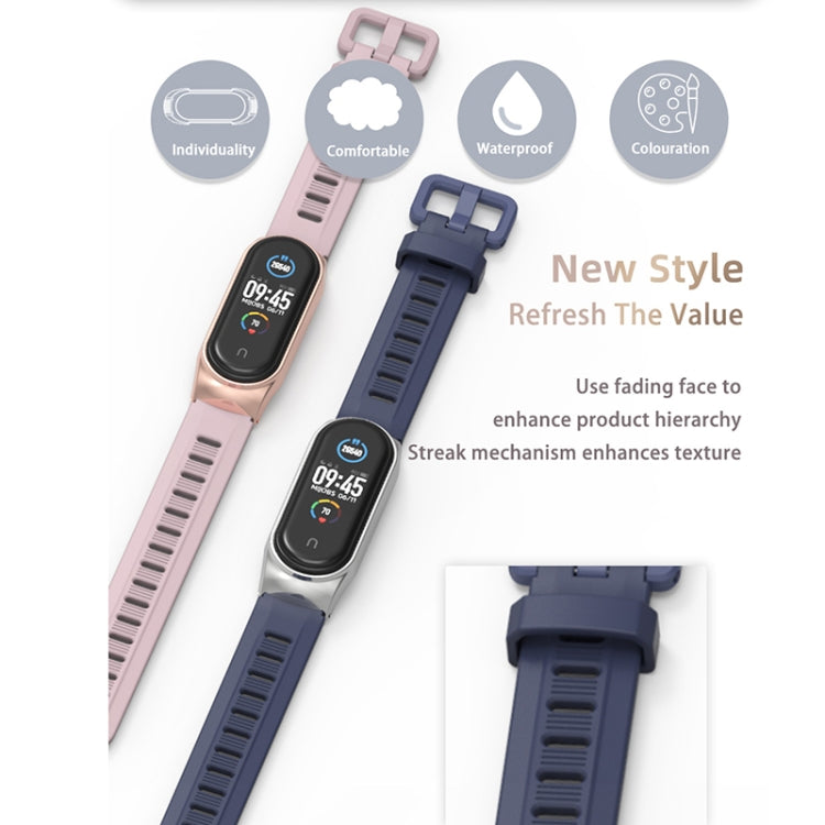 For Xiaomi Mi Band 6 / 5 / 4 / 3 Mijobs Flat Hole Silicone Watch Band, Style:Plus Case(Army Green+Silver) - free shipping - PMC TechLife - Order now!
