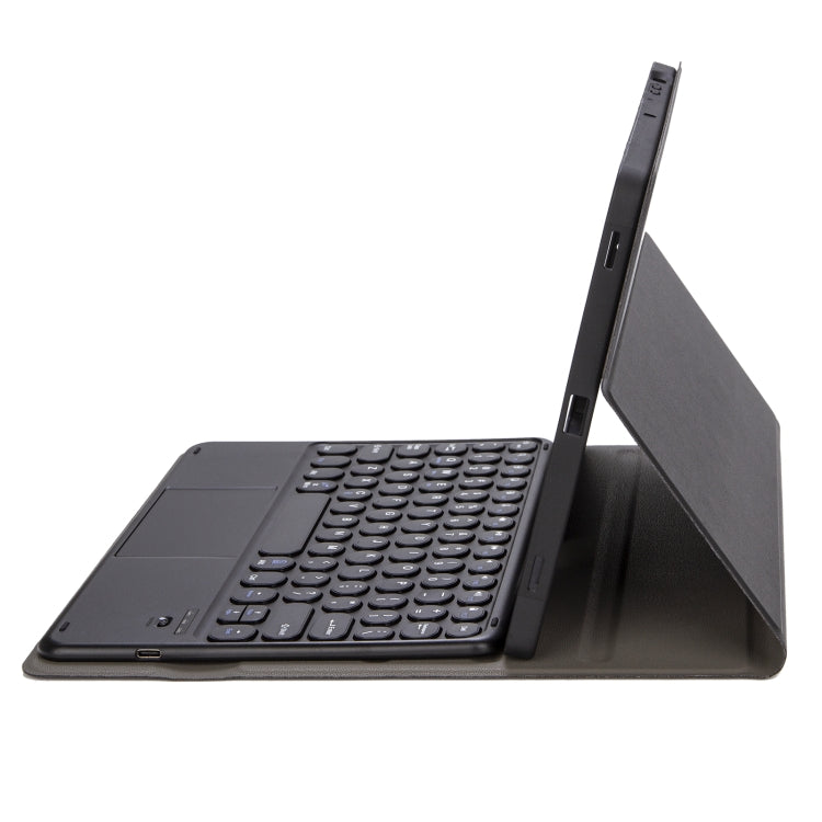 YA610B-A  Lambskin Texture Voltage Round Keycap Bluetooth Keyboard Leather Case with Touchpad For Samsung Galaxy Tab S6 Lite 10.4 inch SM-P610 / SM-P615(Black) - Samsung Keyboard by PMC TechLife | Online Shopping South Africa | PMC TechLife | Buy Now Pay Later Mobicred