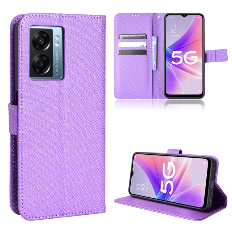 For OPPO A57 5G Diamond Texture Leather Phone Case(Purple) - free shipping - PMC TechLife - Order now!