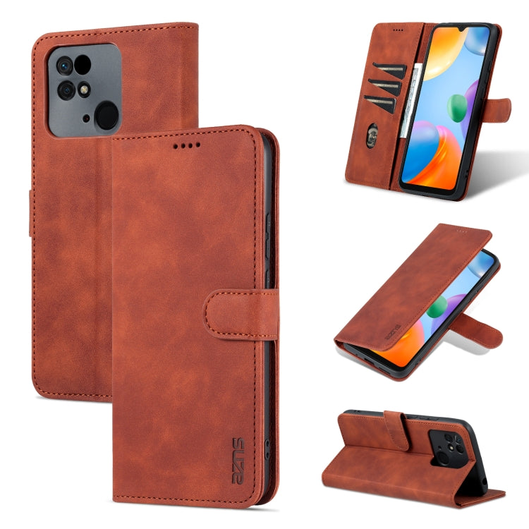 For Xiaomi Redmi 10C / Redmi 10 India AZNS Skin Feel Calf Texture Flip Leather Phone Case(Brown) - free shipping - PMC TechLife - Order now!