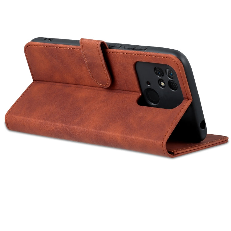 For Xiaomi Redmi 10C / Redmi 10 India AZNS Skin Feel Calf Texture Flip Leather Phone Case(Brown) - free shipping - PMC TechLife - Order now!
