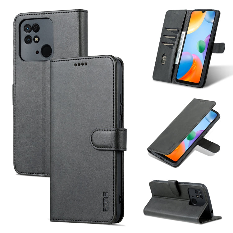 For Xiaomi Redmi 10C / Redmi 10 India AZNS Skin Feel Calf Texture Flip Leather Phone Case(Black) - free shipping - PMC TechLife - Order now!