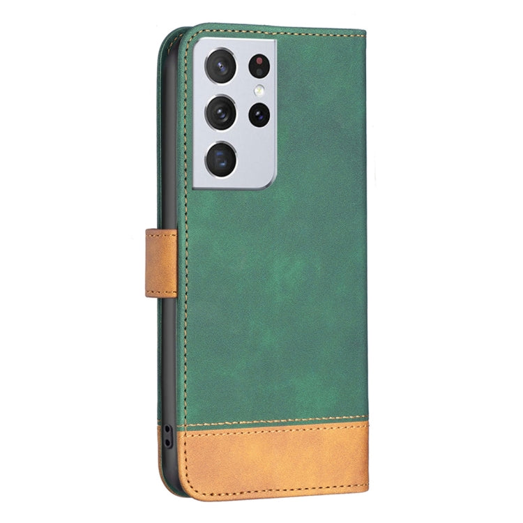 For Samsung Galaxy S21 Ultra 5G BF11 Color Matching Skin Feel Leather Phone Case(Green) - free shipping - PMC TechLife - Order now!