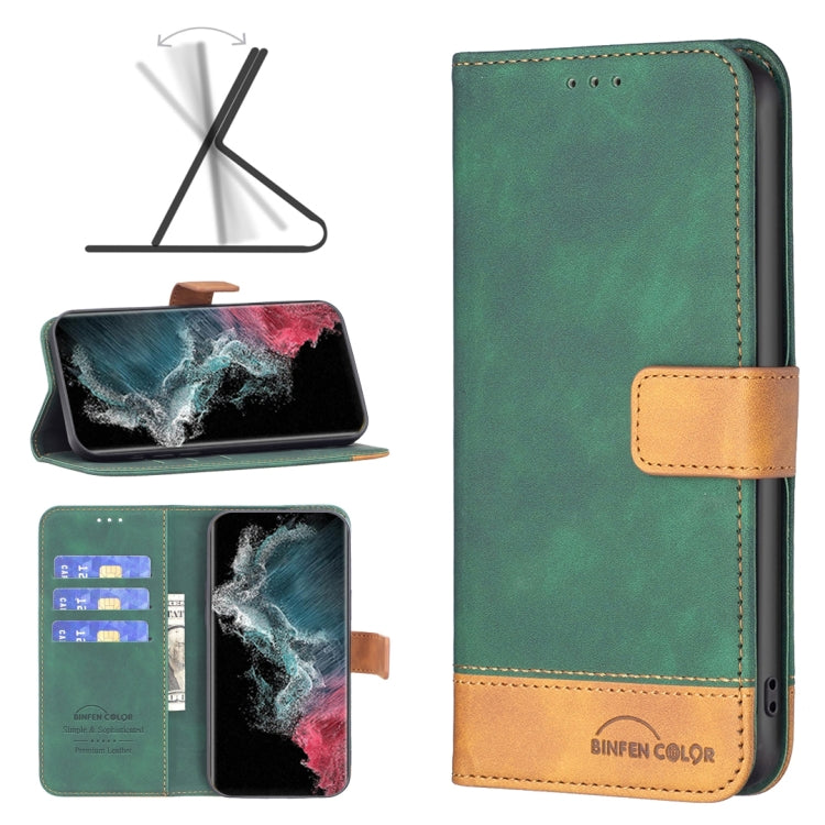 For Samsung Galaxy S22 Ultra 5G BF11 Color Matching Skin Feel Leather Phone Case(Green) - free shipping - PMC TechLife - Order now!