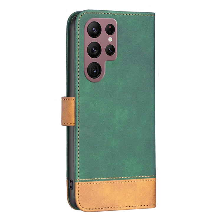 For Samsung Galaxy S22 Ultra 5G BF11 Color Matching Skin Feel Leather Phone Case(Green) - free shipping - PMC TechLife - Order now!