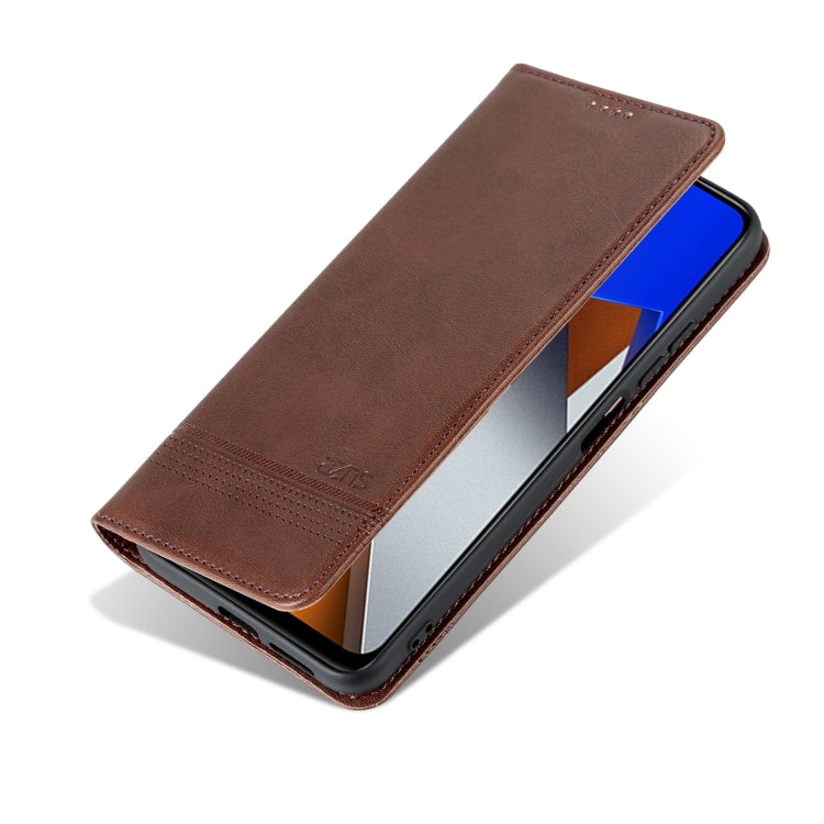 For Xiaomi POCO X4 Pro 5G AZNS Magnetic Calf Texture Leather Phone Case(Dark Brown) - Xiaomi Cases by AZNS | Online Shopping South Africa | PMC TechLife | Buy Now Pay Later Mobicred