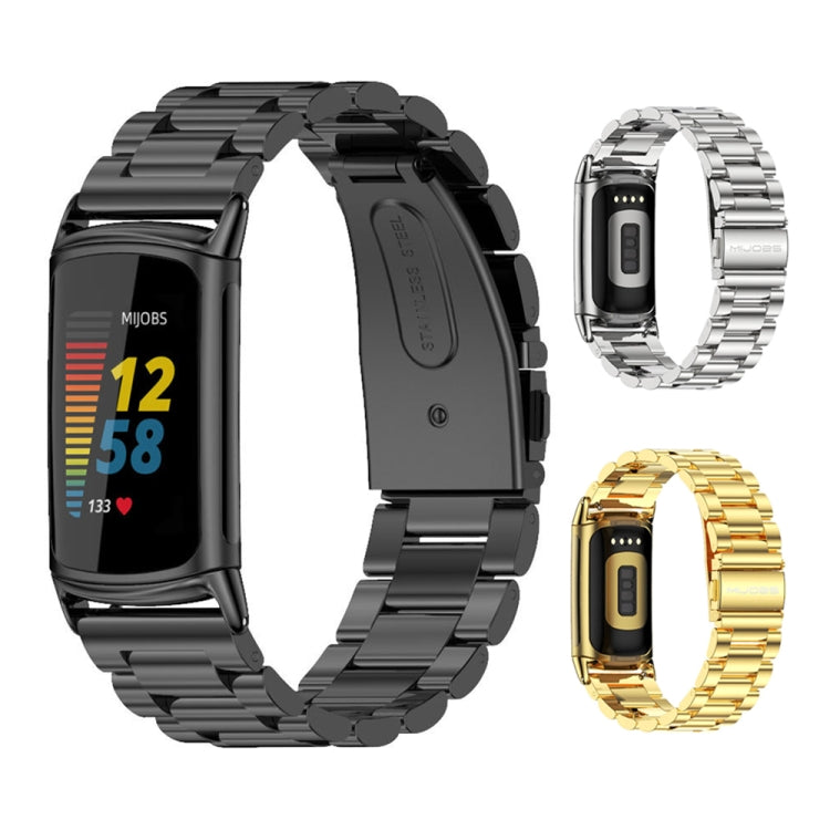 For Fitbit Charge5 Mijobs Stainless Steel Metal Watch Band(Gold) - Watch Bands by MIJOBS | Online Shopping South Africa | PMC TechLife | Buy Now Pay Later Mobicred